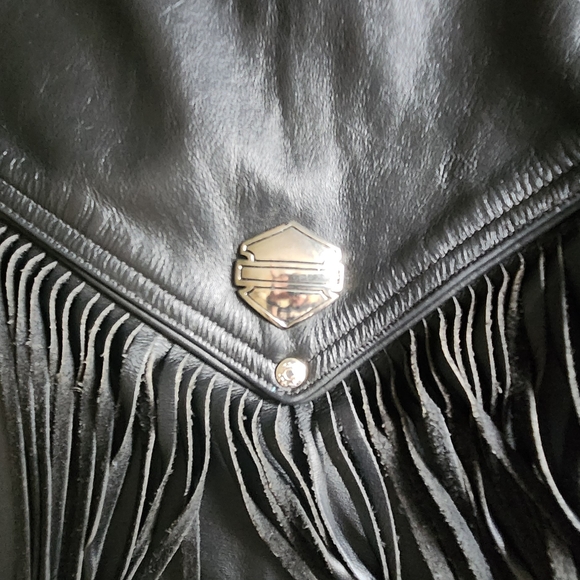 Black Leather Fringe Jacket - Picture 3 of 6